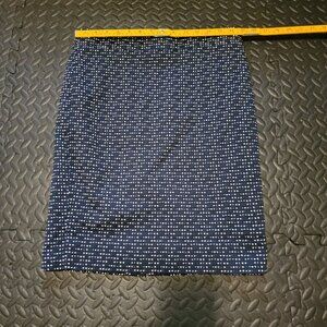 J Crew, The Pencil Skirt, Dark Blue & White, Size 4, Used, Cotton & Polyester